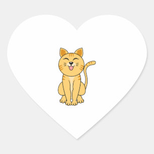Pegatina En Forma De Corazón gato feliz riendo