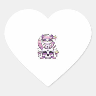 Pegatina En Forma De Corazón Gato gótico Kawaii Pastel Gótico Gótico Cat _4