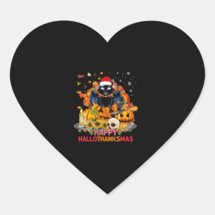 Pegatina En Forma De Corazón Gato gracioso Feliz Hallothanksmas Halloween Thank