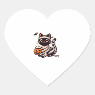 Pegatina En Forma De Corazón Gato Halloween Mamá, niños gatos adorables