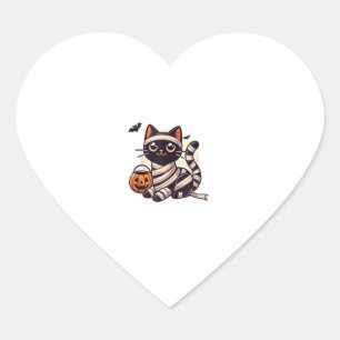 Pegatina En Forma De Corazón Gato Halloween Mamá, niños gatos adorables