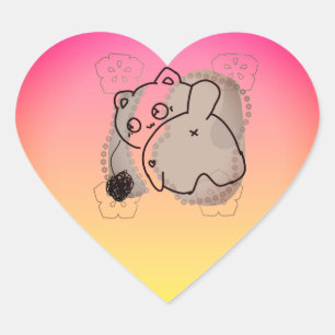 Pegatina En Forma De Corazón Gato Juguetón con Hilo