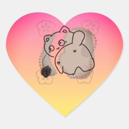 Pegatina En Forma De Corazón Gato Juguetón con Hilo