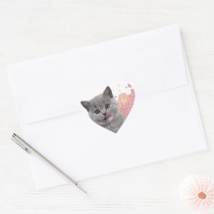 Pegatina En Forma De Corazón Gato lindo