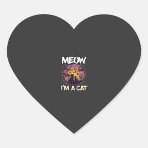Pegatina En Forma De Corazón Gato Meow Halloween Noche Bruja Calabaza_1
