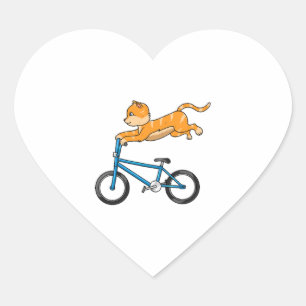 Pegatina En Forma De Corazón Gato Montando Un Bmx