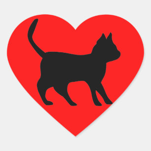 Pegatina En Forma De Corazón Gato negro