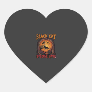 Pegatina En Forma De Corazón Gato Negro Amor Especial Halloween Luna Bruja Cala