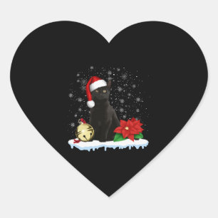 Pegatina En Forma De Corazón Gato Negro Con Vestuario De Gato De Navidades De S