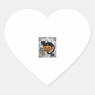 Pegatina En Forma De Corazón Gato negro de Halloween calabaza lápida caldero Ri
