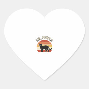 Pegatina En Forma De Corazón Gato Negro Divertido Ew Gente Diseño Retro Vintage