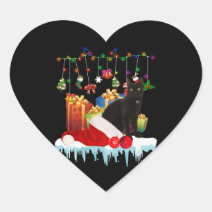 Pegatina En Forma De Corazón Gato Negro Presente De Mis Navidades
