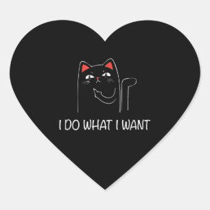 Pegatina En Forma De Corazón Gato negro que hago lo que quiero graciosos amante
