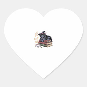 Pegatina En Forma De Corazón Gato negro sobre la camiseta clásica de Spell Book