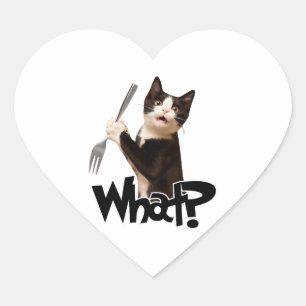 Pegatina En Forma De Corazón Gato Qué Gracioso Gato Negro, Gato Con Horquilla