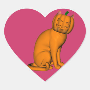 Pegatina En Forma De Corazón Gato raro de Halloween