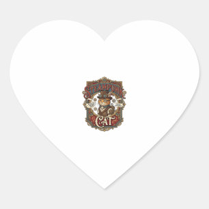 Pegatina En Forma De Corazón Gato Steampunk Vintage Steampunk Gato