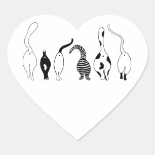 Pegatina En Forma De Corazón Gato trasero
