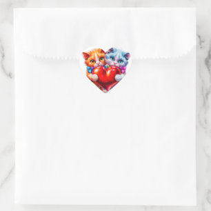 Pegatina En Forma De Corazón Gatos enamorados sticker de San Valentín