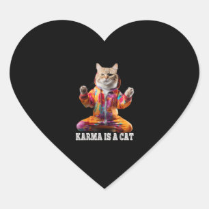 Pegatina En Forma De Corazón Gatos, Karma es un gato, Gato deportivo de yoga