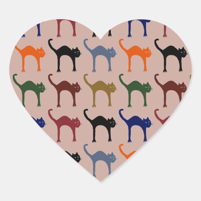 Pegatina En Forma De Corazón gatos pequeños (Anverso)