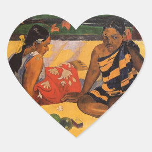 Pegatina En Forma De Corazón Gauguin Polinesia Francesa Tahití Mujeres Pintura