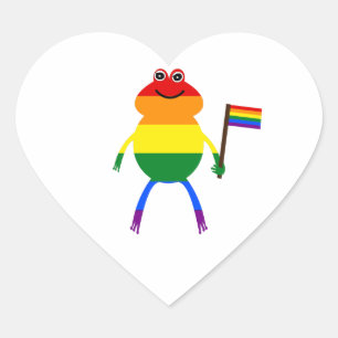 Pegatina En Forma De Corazón Gay Frog LGBT Pride Rainbow Classic Round Sticker