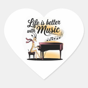 Pegatina En Forma De Corazón gazelle piano