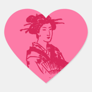 Pegatina En Forma De Corazón Geisha