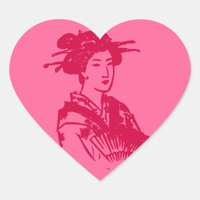 Pegatina En Forma De Corazón Geisha (Anverso)