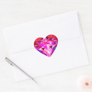 Pegatina En Forma De Corazón Gema de corazón rojo y rosa