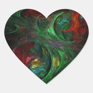 Pegatina En Forma De Corazón Génesis Verde Resumen arte Pegatina del corazón