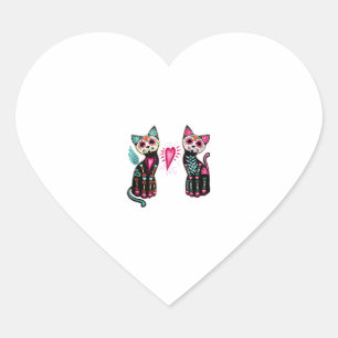 Pegatina En Forma De Corazón Gente del Día de los Gatos Muertos Amantes del Gat