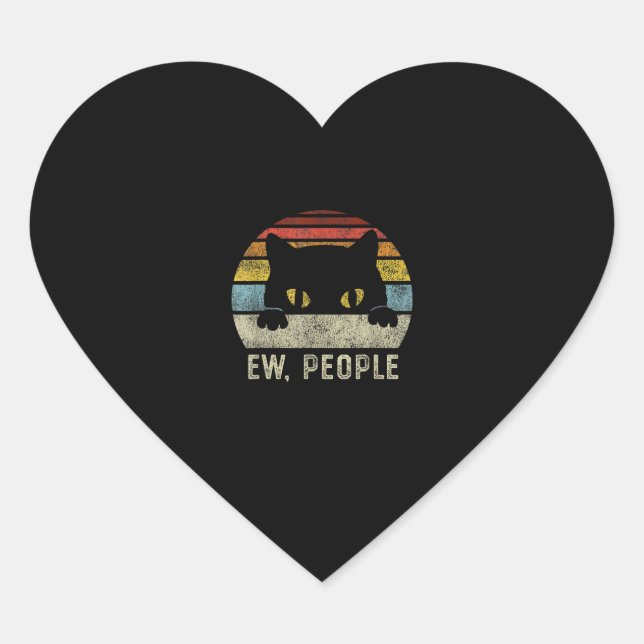 Pegatina En Forma De Corazón Gente nueva retro Gato Gracioso Vintage Anti Intro (Anverso)