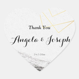 Pegatina En Forma De Corazón Geométrica de acuarela moderna de color negro y or