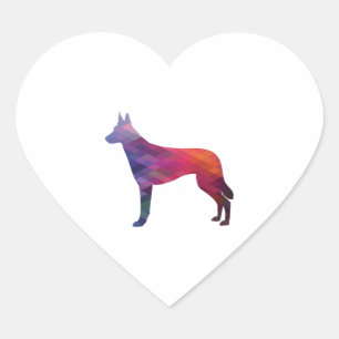 Pegatina En Forma De Corazón Geométrica Pa de la silueta de raza malinois de pe