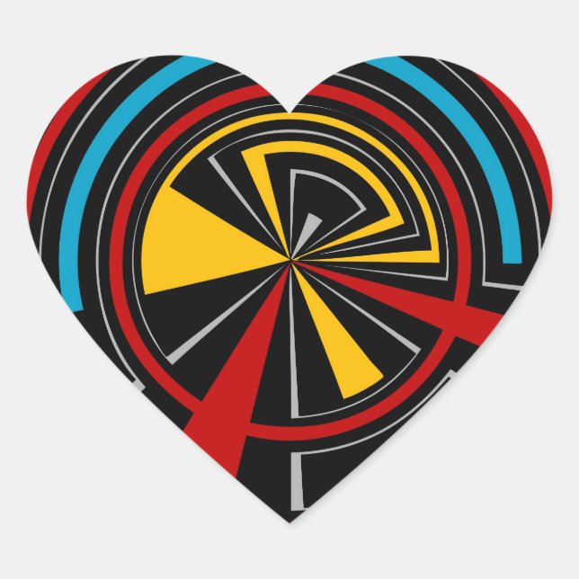Pegatina En Forma De Corazón Geométrico (Anverso)