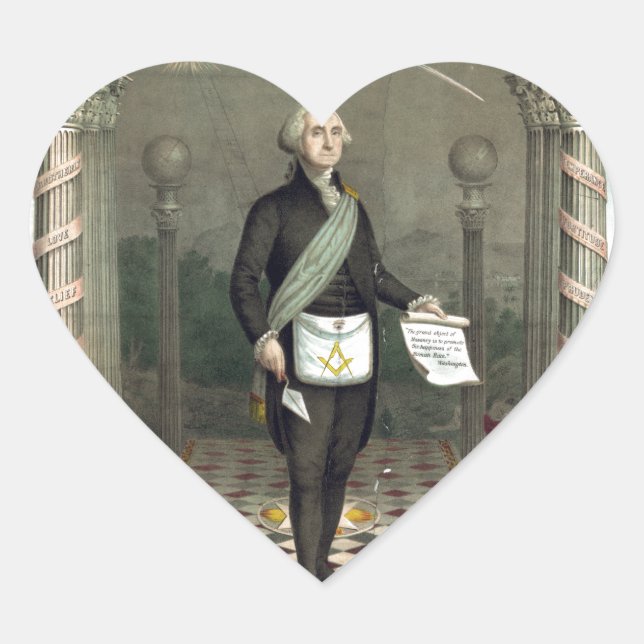Pegatina En Forma De Corazón George Washington como masón (Anverso)