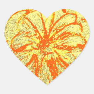 Pegatina En Forma De Corazón Gerbera amarillo y Naranja