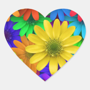 Pegatina En Forma De Corazón Gerbera Daisies