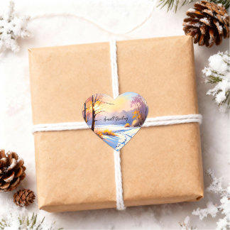 Pegatina En Forma De Corazón Geschenkaufkleber Winterlandschaft Morgenlicht
