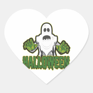 Pegatina En Forma De Corazón Ghost Halloween