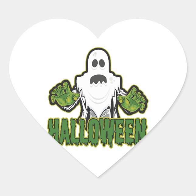 Pegatina En Forma De Corazón Ghost Halloween (Anverso)