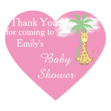 Girafa rosa de la ducha bebé gracias pegatinas