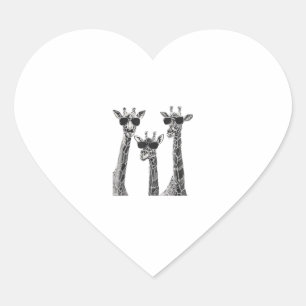 Pegatina En Forma De Corazón Girafas Cuestas Con Gafas De Sol