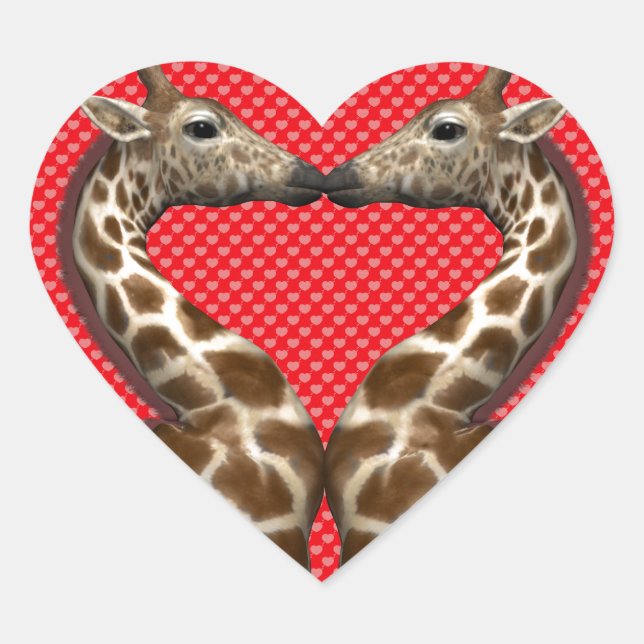Pegatina En Forma De Corazón Girafas enamoradas (Anverso)