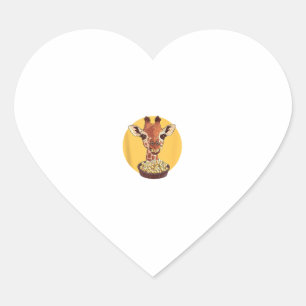 Pegatina En Forma De Corazón Giraffe Con Humor Animal Personalizado Popcorn