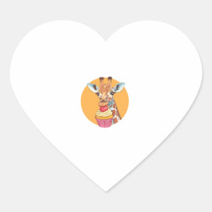 Pegatina En Forma De Corazón Giraffe Con Pastel