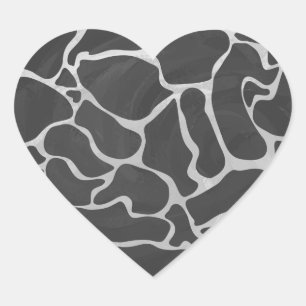 Pegatina En Forma De Corazón Giraffe Impresión gris claro y negro