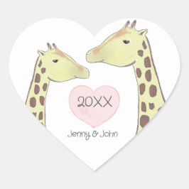 Pegatina En Forma De Corazón Giraffe Pareja Compromiso/ Boda